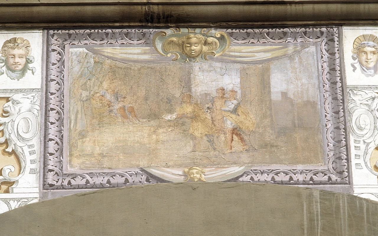 Figure presentano una pergamena al sovrano - Villa medicea della Petraia, Firenze